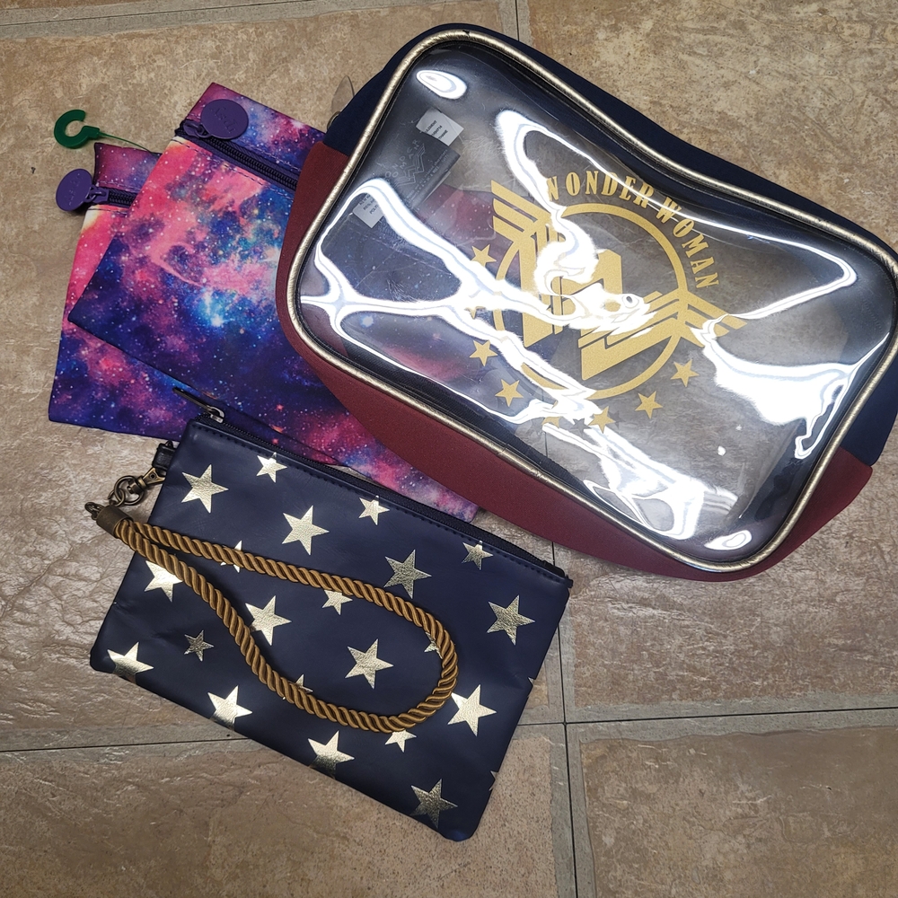 Wonder Woman Clear Cosmetic Bag with Others - Galaxy Bags Not Included